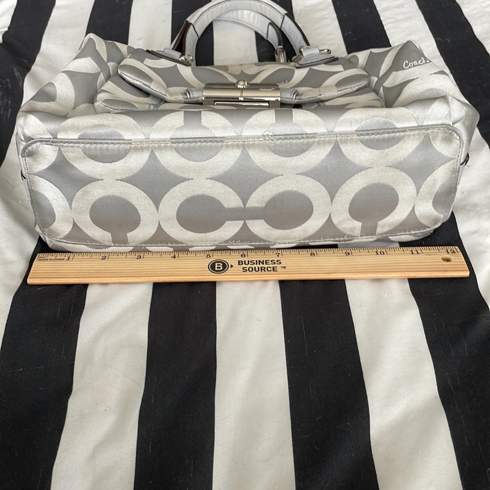 Coach Signature Silver/Turquoise Satchel and Makeup Bag - Picture 9 of 16